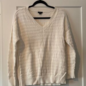 Ann Taylor Factory Cream V-Neck Sweater